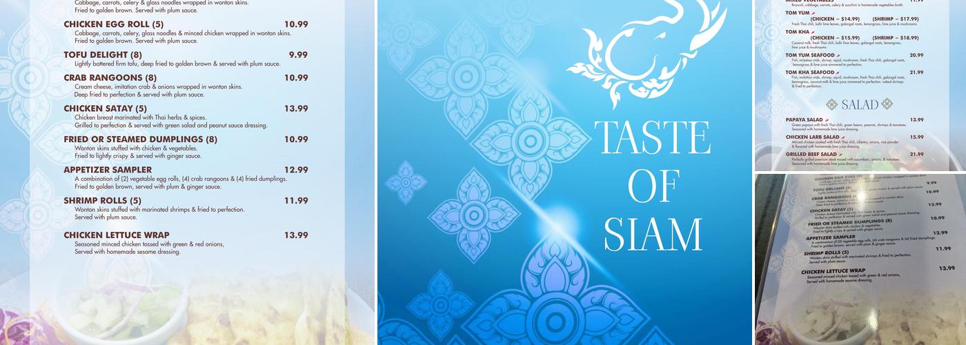 Taste of Siam Thai Cuisine Menu