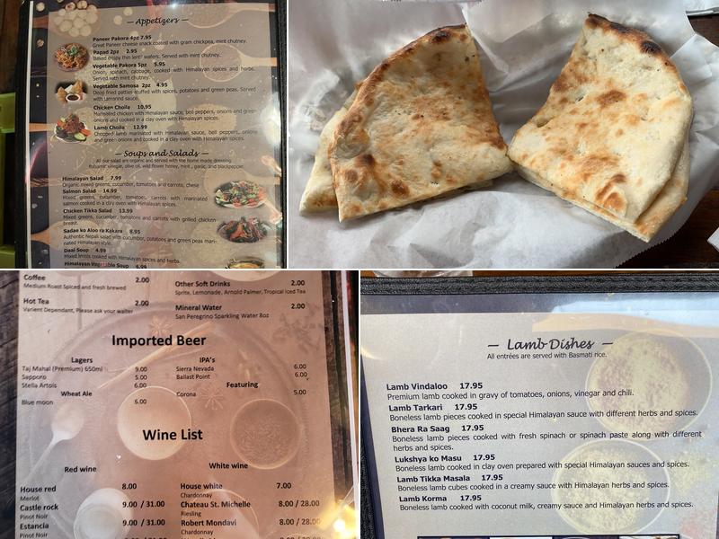 Taste of the Himalayas Menu