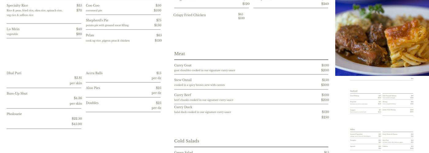 Tasty Caribbean NY Menu