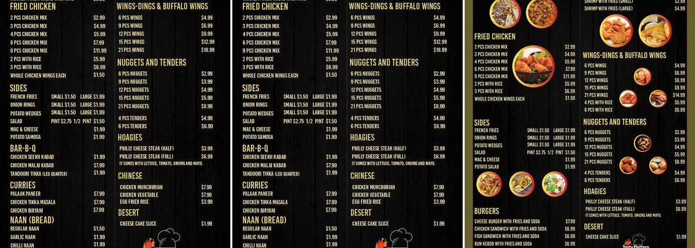 Tasty Platters and Fried Chicken Menu
