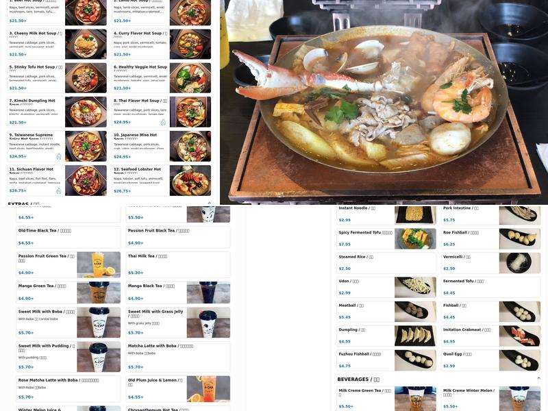 Tasty Pot (De Anza) Menu