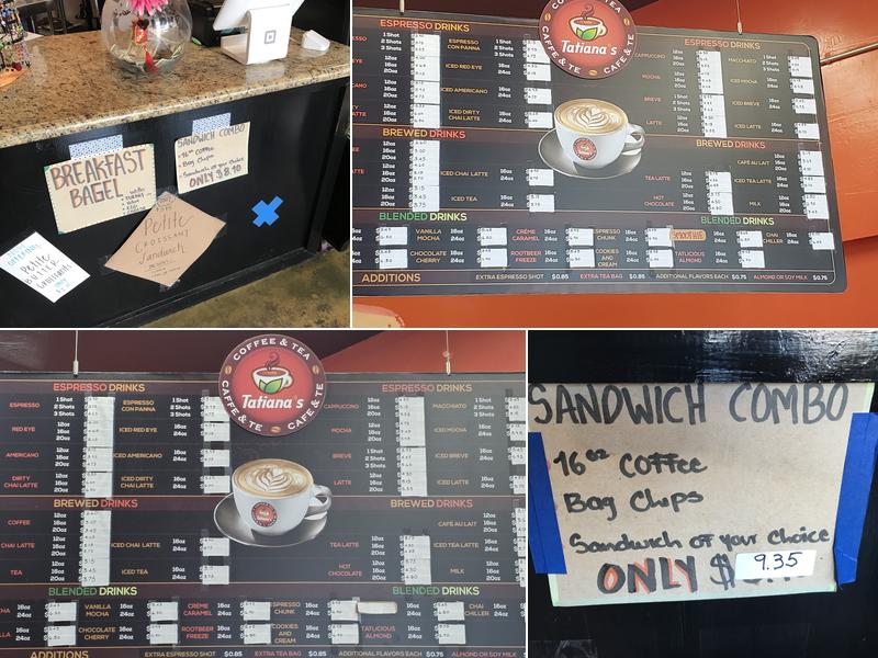 Tatiana's Coffee & Tea Menu