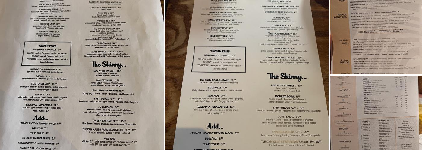 Tavern Menu