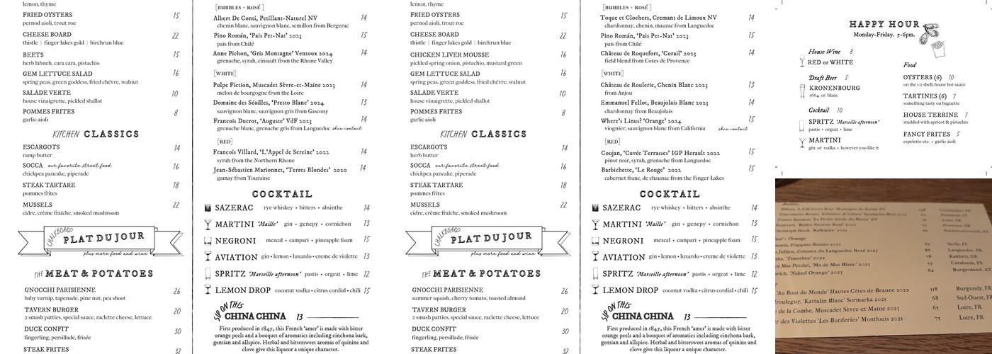 The Good King Tavern Menu