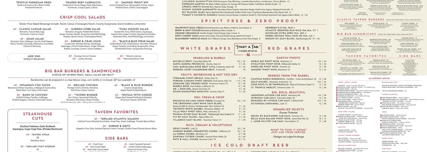 Marlow's Tavern Menu