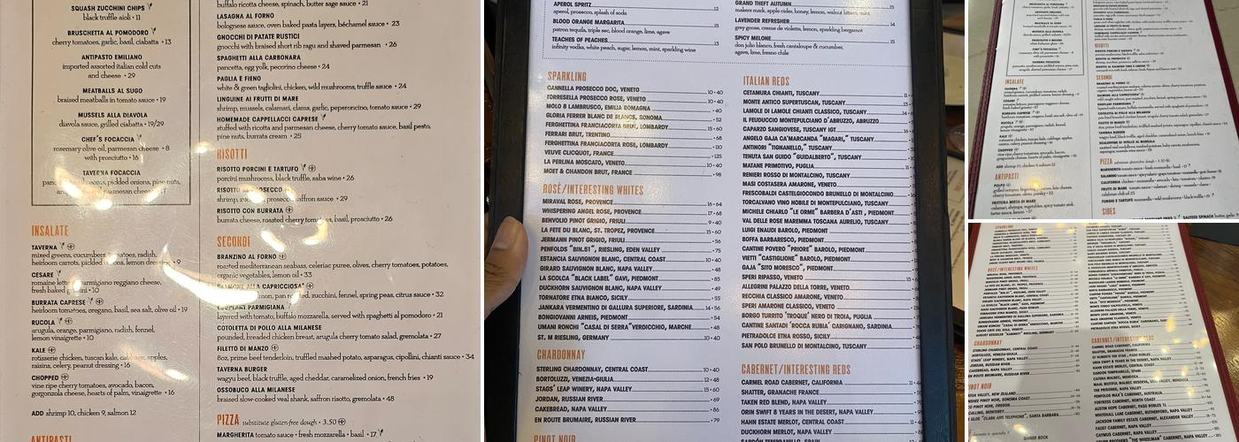 Taverna Menu