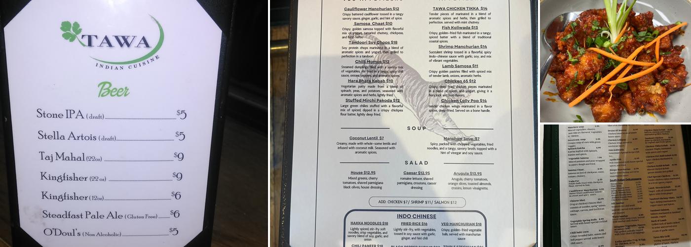 Tawa Restaurant, Bar and Lounge Menu