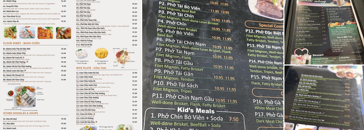 Tay Ho Menu