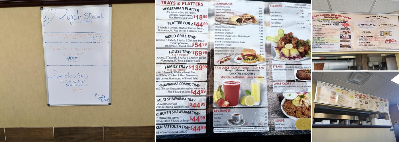 Taylor Kabob Menu