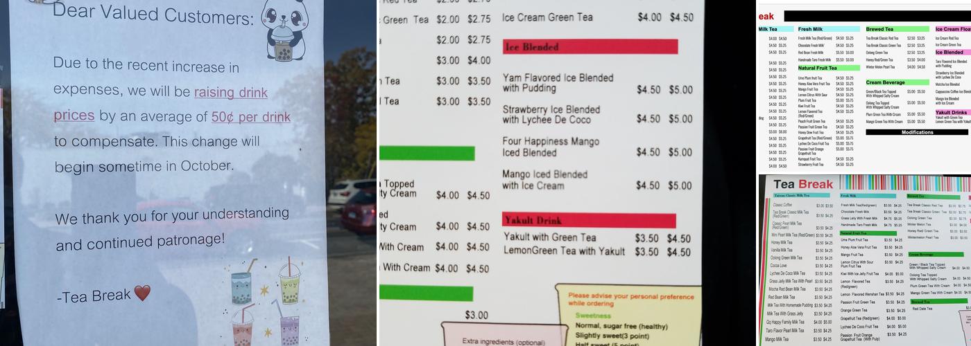 Tea Break Menu