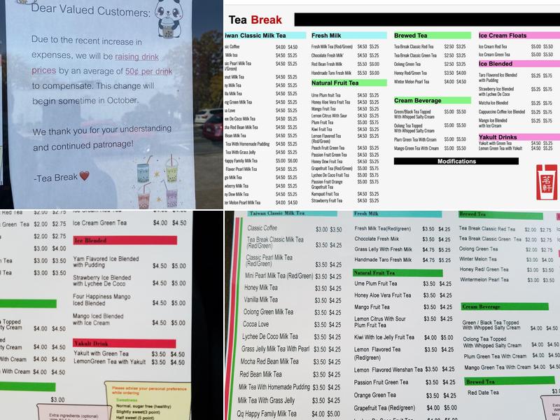 Tea Break Menu