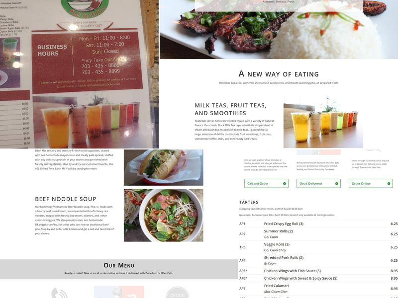 Teabreak Pho & Boba Herndon Menu