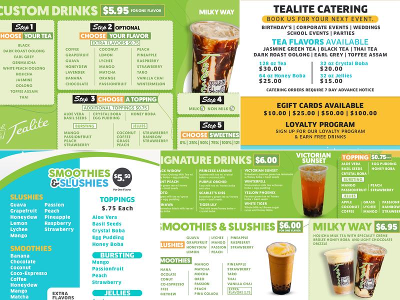 TeaLite Drinks and Snow Menu