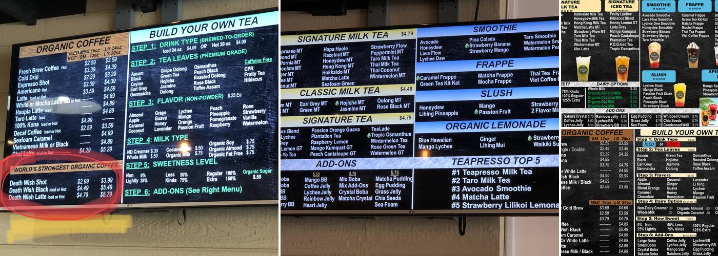 Teapresso Bar Menu