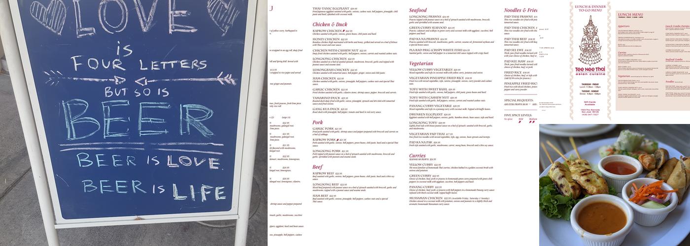 Tee Nee Thai Cuisine Menu