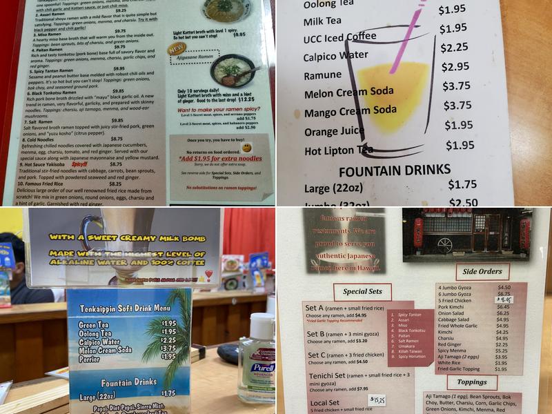 Tenkaippin Hawaii Menu