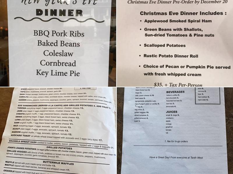 Tenth West Menu