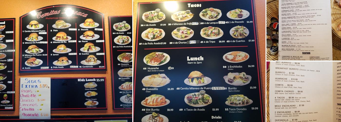 Cemitas Tepeaca Menu