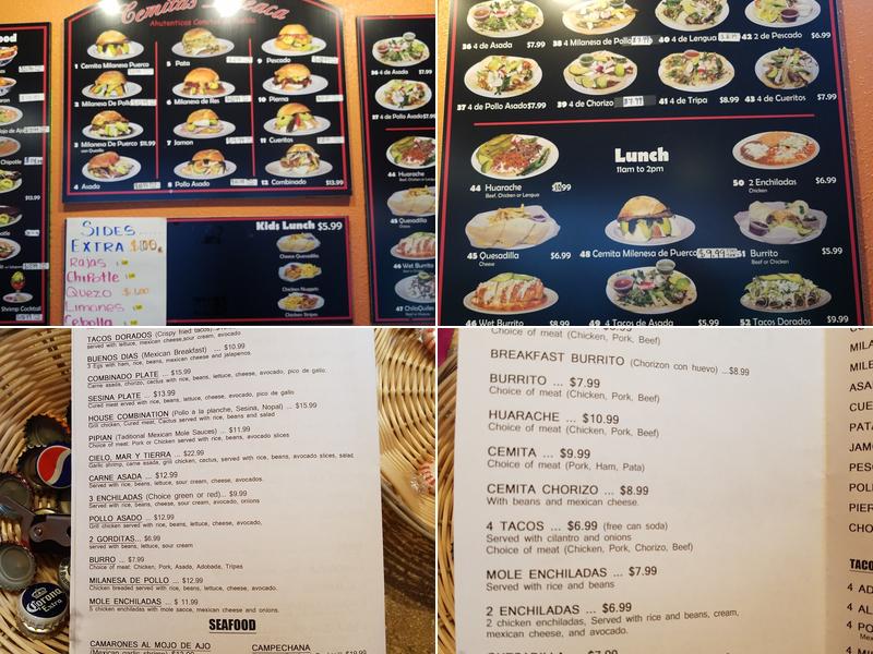 Cemitas Tepeaca Menu