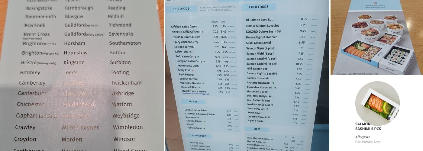 KOKORO Richmond Menu