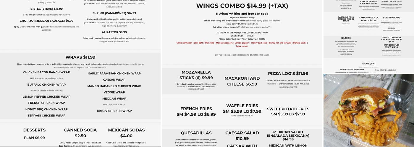 Terrific Wings Tacos & Things Menu