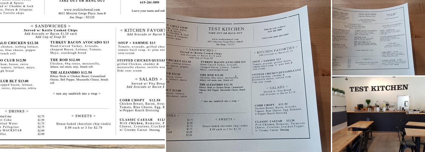 Test Kitchen Menu