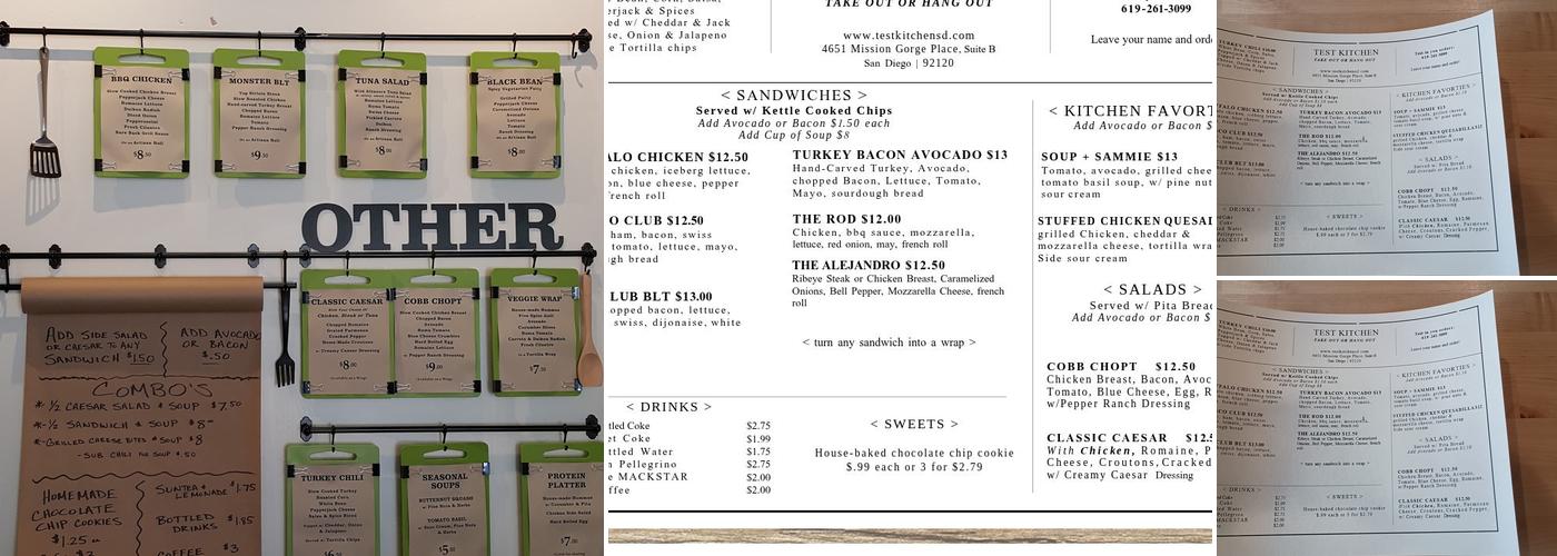 Test Kitchen Menu