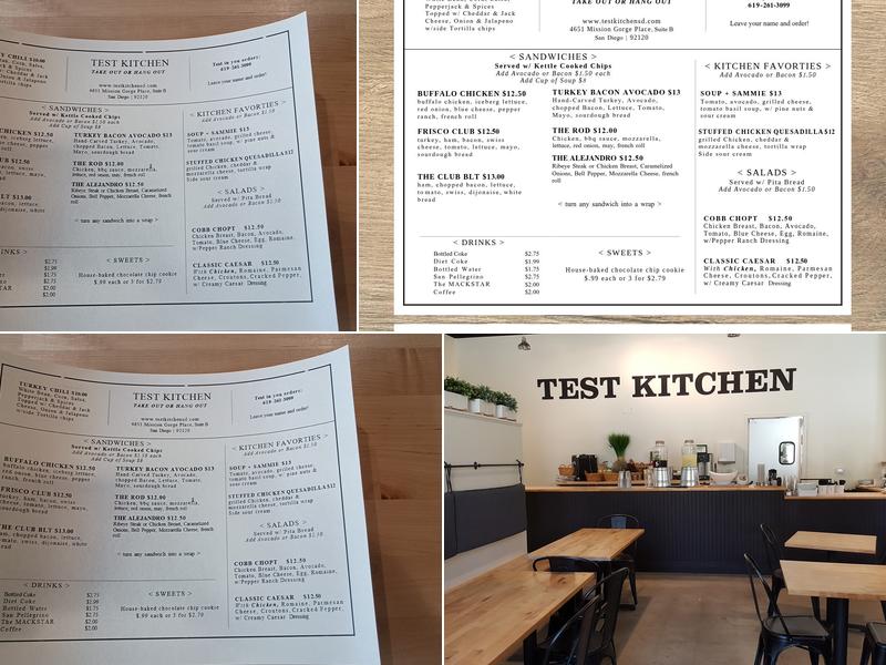 Test Kitchen Menu