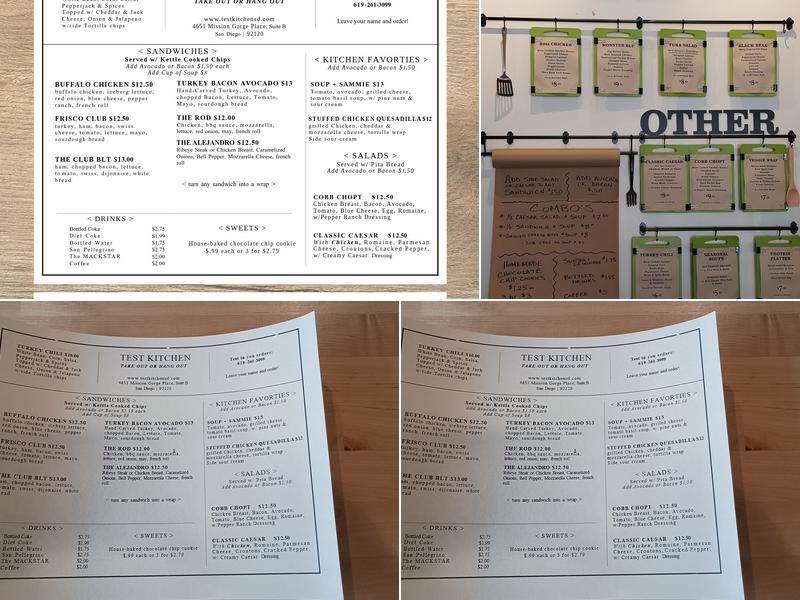 Test Kitchen Menu
