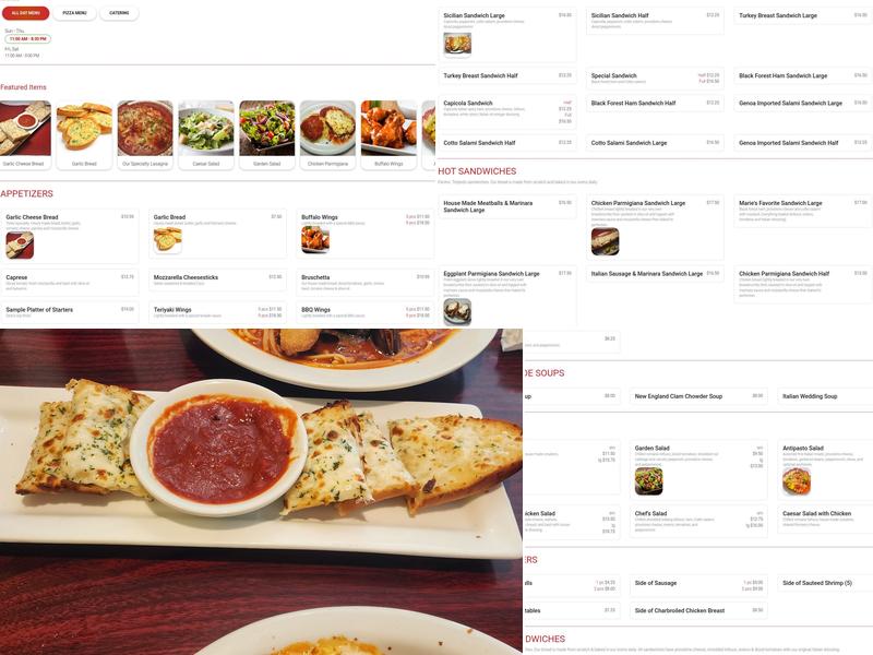 Testo Pepesto Italian Restaurant Menu