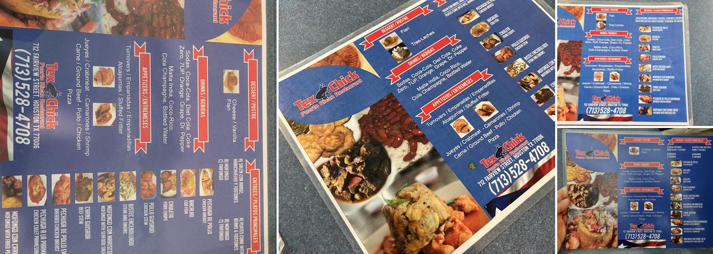 Tex Chick Menu