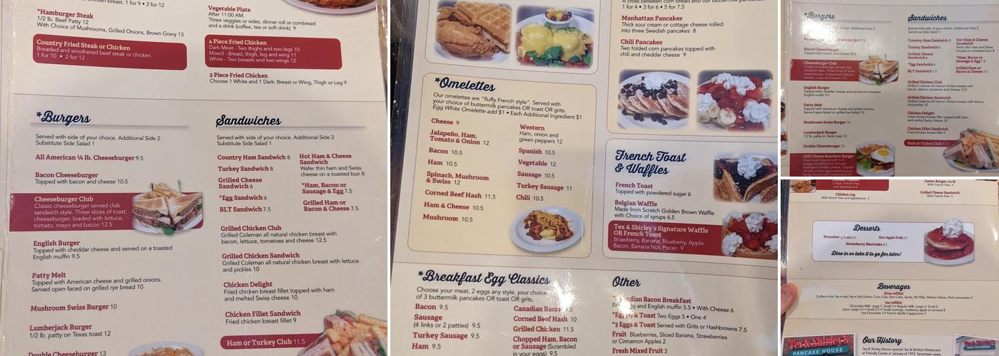 Tex & Shirley's Menu