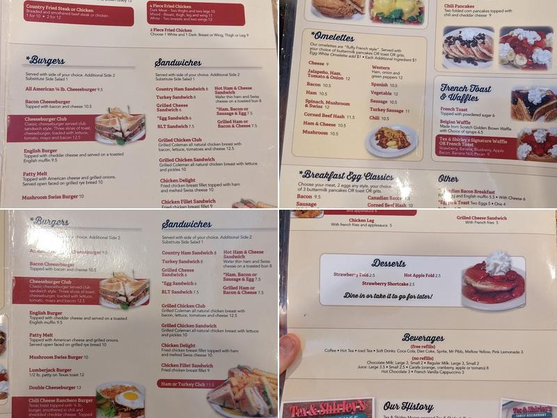 Tex & Shirley's Menu