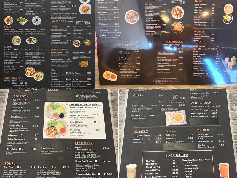 Chick Corner Thai Kitchen Menu