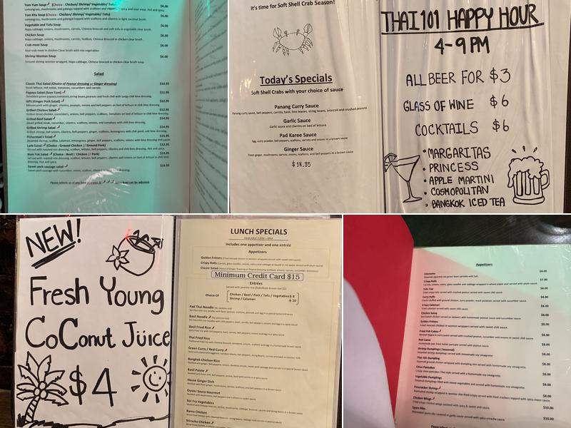 Thai 101 Menu