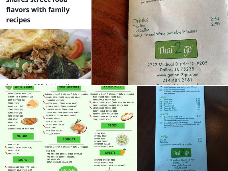 Thai2go Menu