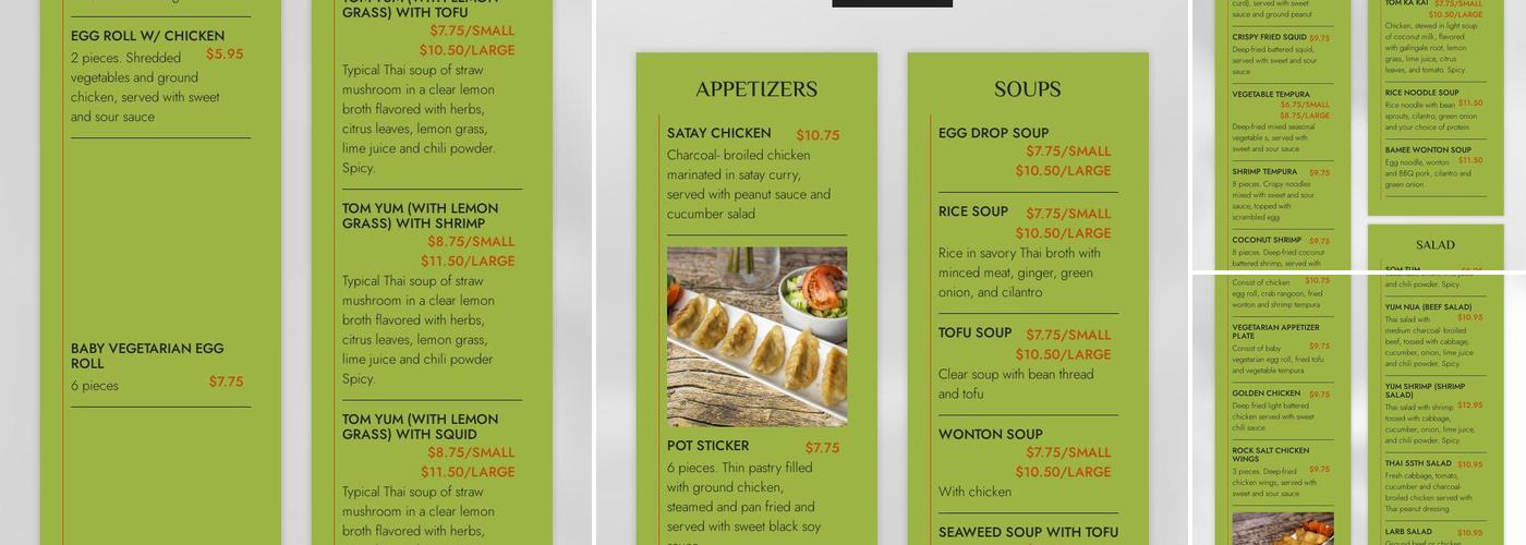 Thai 55 Restaurant Menu