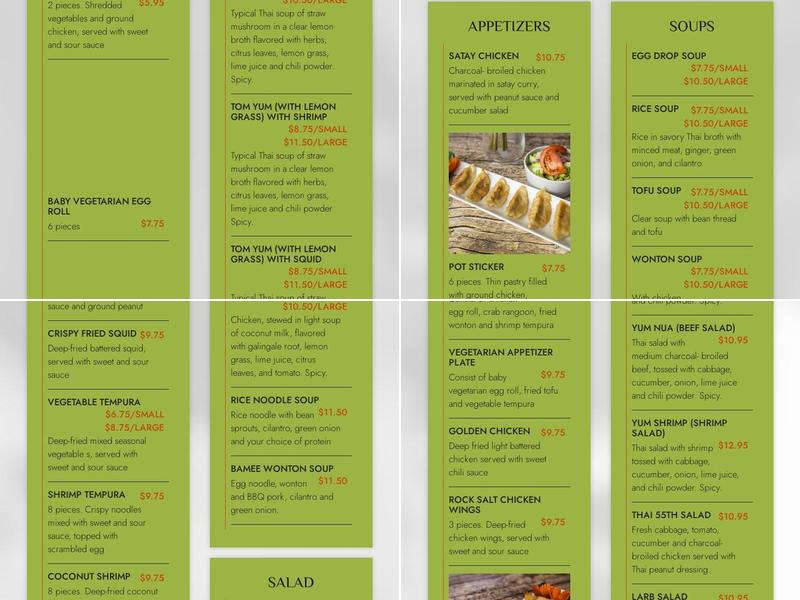 Thai 55 Restaurant Menu