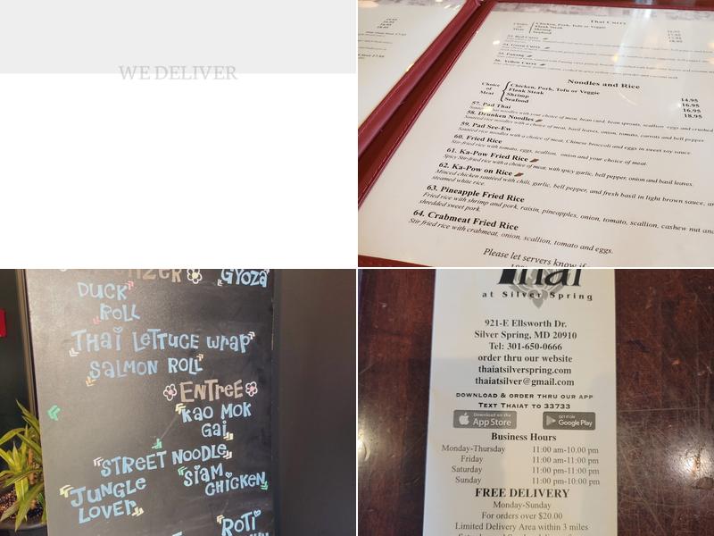 Thai At Silver Spring Menu