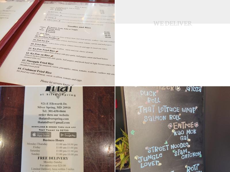 Thai At Silver Spring Menu