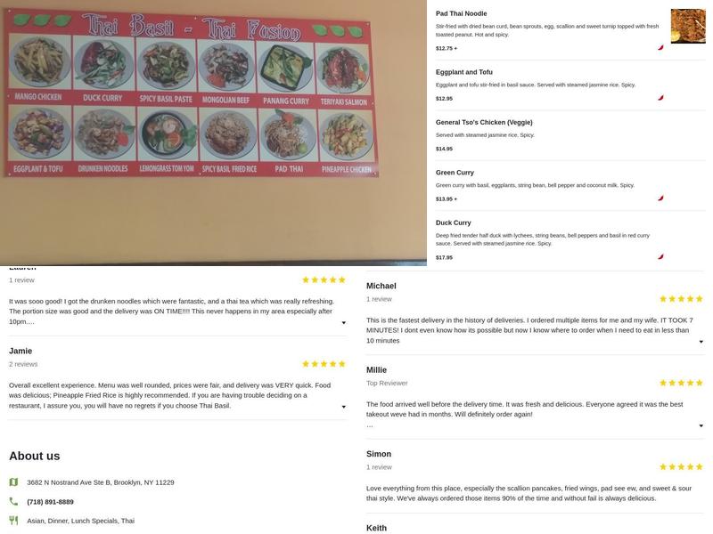 Thai Basil Menu