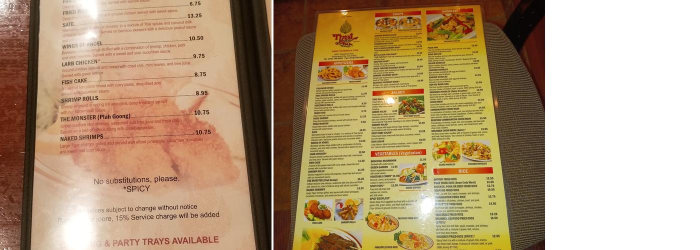 Thai BBQ Menu