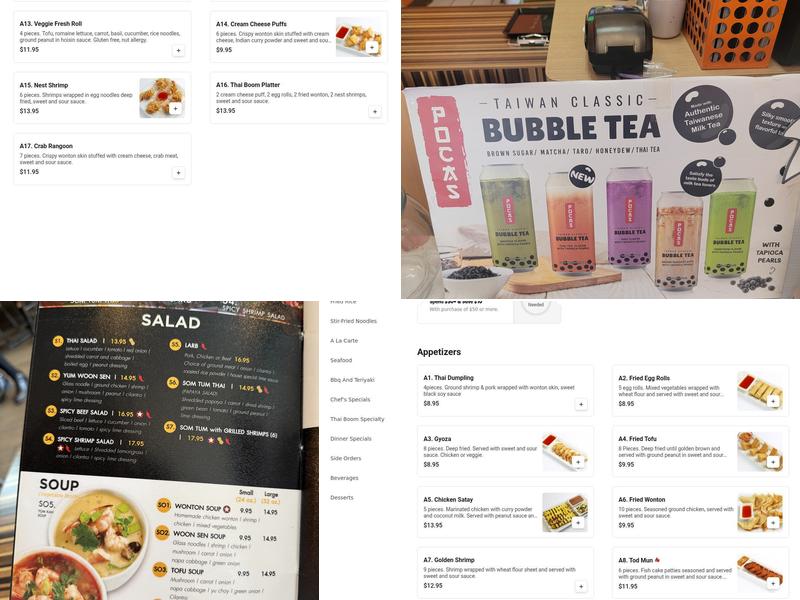 Thai Boom Menu
