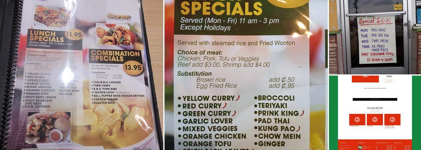 Thai Coconut Menu