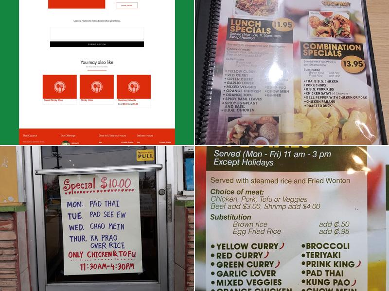 Thai Coconut Menu