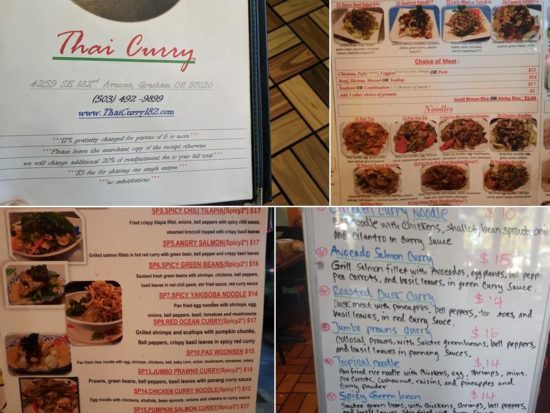 Thai Curry Menu