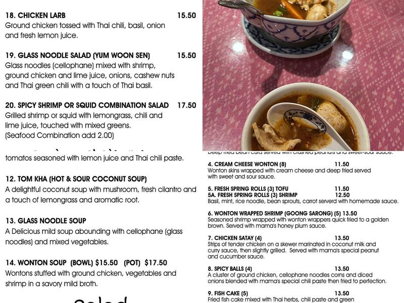 THAI DARA 2 Menu
