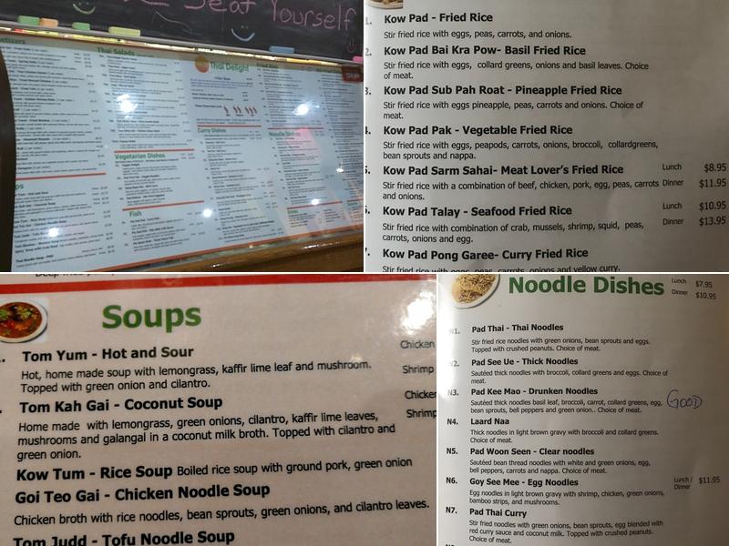 Thai Delight Menu