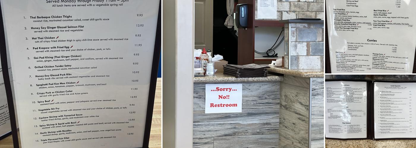 Thai Fried Rice Menu