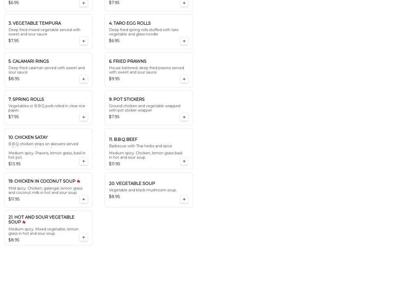 Thai Gem Restaurant Menu